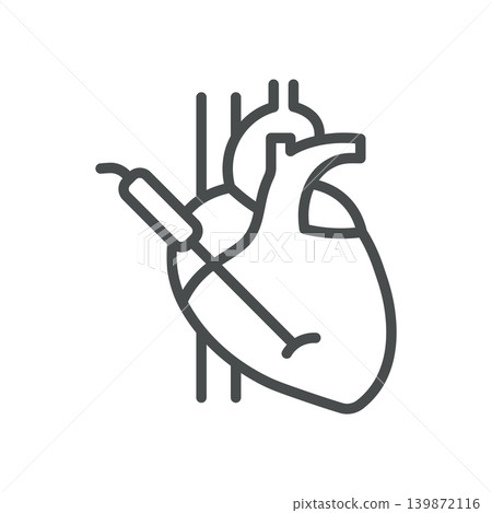 Bypass Surgery Heart Line Icon. Cardiac Operation and Coronary Artery Graft Medical Procedure Symbol, Editable Stroke Vector Isolated on White Background. Bypass Surgery Heart Line Icon. Cardiac Operation and Coronary Artery Graft Medical Procedure Symbol, Editable Stroke Vector Isolated on White Background. 139872116