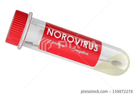 Norovirus test tube with swab sample. 3d rendering 139872278