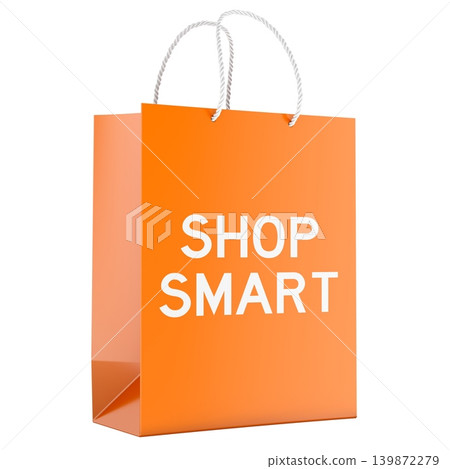 Shop Smart, shopping bag. 3d rendering Shop Smart, shopping bag. 3d rendering 139872279