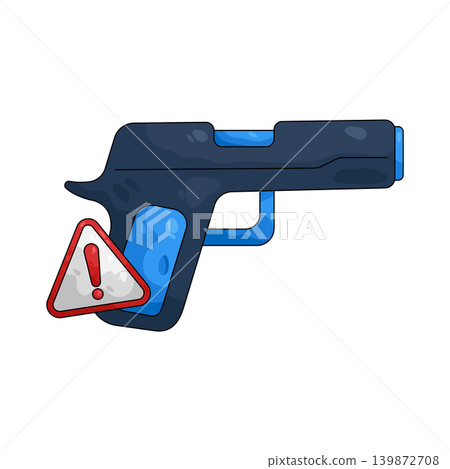 Illustration of gun with warning sign Illustration of gun with warning sign 139872708