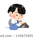午休時間－一位男士自備午餐的插圖（上半身） 139872895