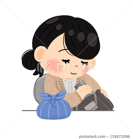 午休時間－一位女士自備午餐的插圖（上半身） 139872896