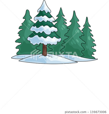 Illustration of snowy pine tree Illustration of snowy pine tree 139873006