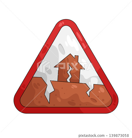Illustration of earthquake warning sign Illustration of earthquake warning sign 139873058