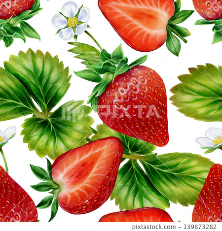 Strawberry Seamless Pattern Watercolor Illustration Strawberry Seamless Pattern Watercolor Illustration 139873282