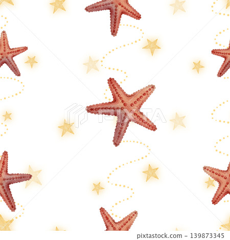 Starfish watercolor seamless pattern with sparkles Starfish watercolor seamless pattern with sparkles 139873345