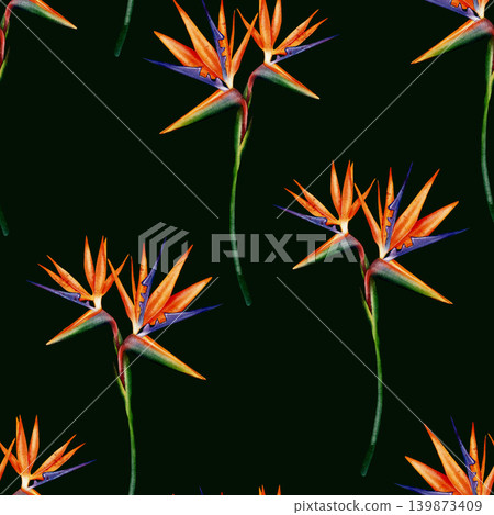 Bird of paradise seamless pattern 139873409