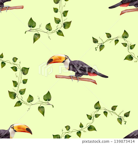 Toucan and vine seamless pattern Toucan and vine seamless pattern 139873414
