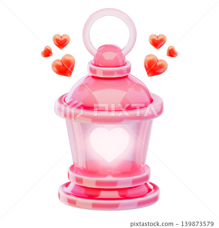 Valentine, love lantern, 3d render icon 139873579