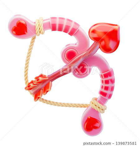 Valentine, arrow of love, 3d render icon Valentine, arrow of love, 3d render icon 139873581