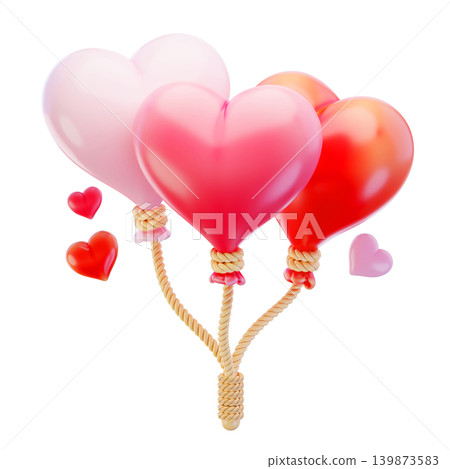 Valentine, love balloon, 3d render icon 139873583