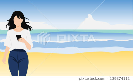 海灘上的女人插圖 139874111