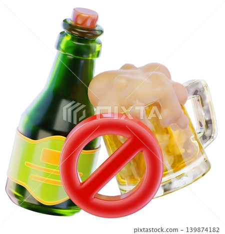 No alcohol 3d render icon 139874182