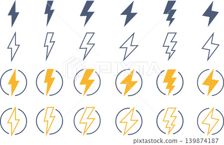 圖示集,包含閃電符號和圓形。 圖示集,包含閃電符號和圓形。 139874187