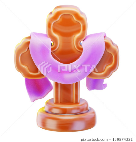 cross with shawl 3d render icon, easter illustration cross with shawl 3d render icon, easter illustration 139874321