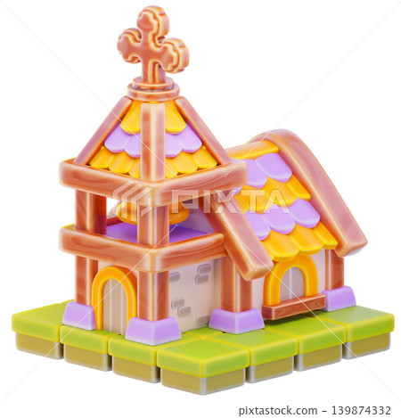 church 3d render icon, easter illustration church 3d render icon, easter illustration 139874332