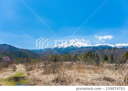 Norikura Plateau in spring and Mt. Norikura from near Osome Pond Norikura Plateau in spring and Mt. Norikura from near Osome Pond 139874783