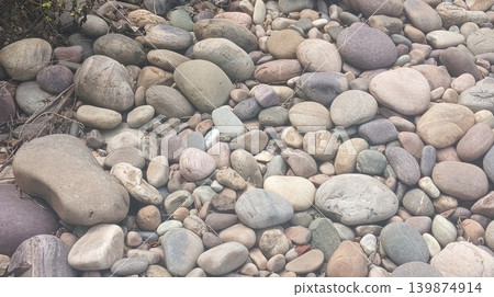 stone texture background with pebbles 139874914