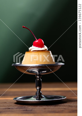 A firm pudding from an old-fashioned coffee shop. A firm pudding from an old-fashioned coffee shop. 139875122