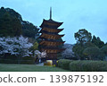 暮色降臨，一座五層寶塔聳立。 139875192