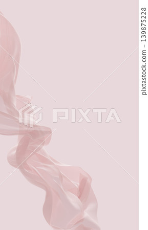 Vertical luxury peach pink cosmetic background with elegant flowing chiffon fabric wave and blank copy space for product display 3d render 139875228