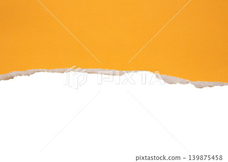 Yellow ripped paper torn edges strips isolated on white background 139875458