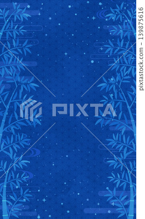 Watercolor-style bamboo and Japanese pattern background frame 2_vertical Watercolor-style bamboo and Japanese pattern background frame 2_vertical 139875616