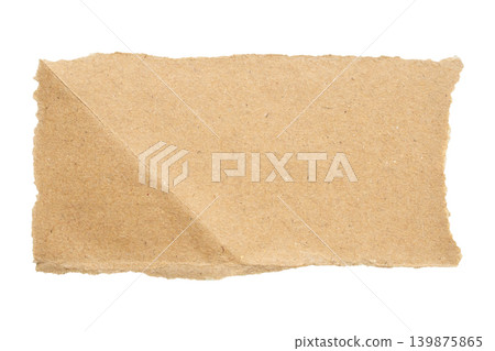 piece of brown paper tear isolated on white background piece of brown paper tear isolated on white background 139875865