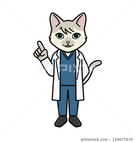 A cat veterinarian giving an explanation A cat veterinarian giving an explanation 139875934