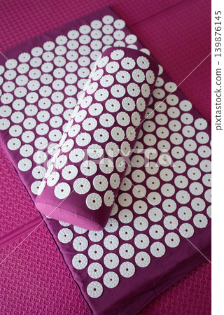 Close up of acupressure mat spikes. Alternative china medicine. 139876145