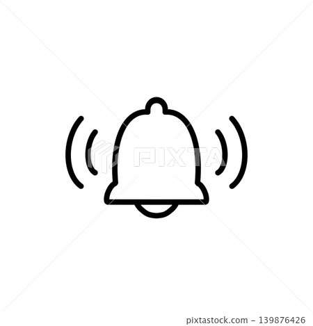 Icons for announcements, notifications, alarms, and bells (line art, white background) Icons for announcements, notifications, alarms, and bells (line art, white background) 139876426