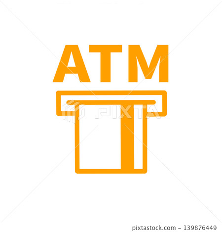 ATM (Automated Teller Machine) icon illustration - orange color - finance - payment ATM (Automated Teller Machine) icon illustration - orange color - finance - payment 139876449