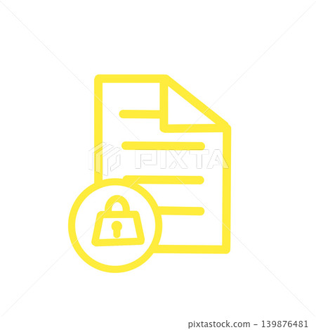 A locked document icon. A symbol of security and privacy protection. 139876481