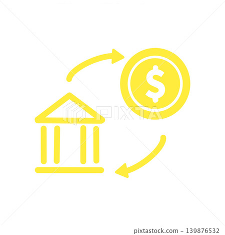 銀行和美元圖標,金融,匯款,存款和提款圖像。 銀行和美元圖標,金融,匯款,存款和提款圖像。 139876532
