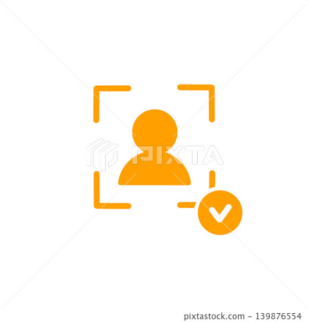An orange icon indicating that identity verification has been completed using the facial recognition system. An orange icon indicating that identity verification has been completed using the facial recognition system. 139876554