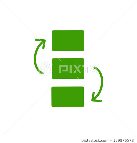 Green stacked blocks and arrow icon material 139876578