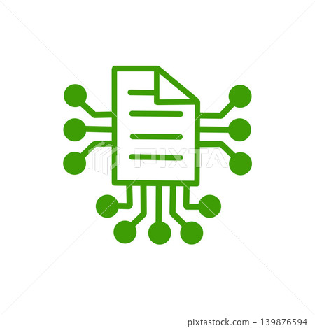 Icons representing digitized documents. Suitable for images related to data integration, information management, and technology. 139876594