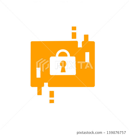 Data security icon assets: orange illustrations of a lock and a circuit board. Data security icon assets: orange illustrations of a lock and a circuit board. 139876757