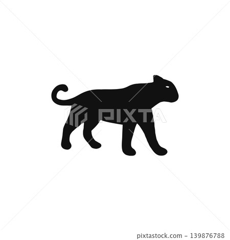 Silhouette illustration of a walking black panther - white background - wild animal - zoo - safari Silhouette illustration of a walking black panther - white background - wild animal - zoo - safari 139876788