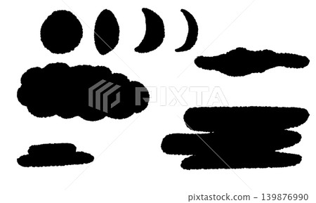 Hand-drawn cloud and moon background material set Hand-drawn cloud and moon background material set 139876990