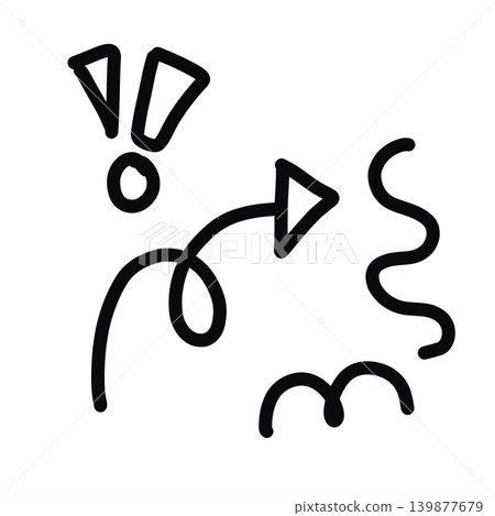Abstract Hand-Drawn Graphic Elements Set, Arrow and Exclamation Mark Doodle Abstract Hand-Drawn Graphic Elements Set, Arrow and Exclamation Mark Doodle 139877679