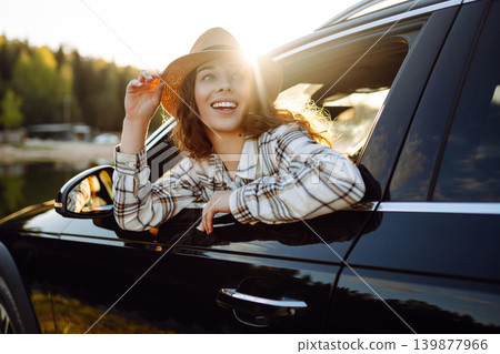 Road trip travel, woman and car window freedom to relax in summer, outdoor adventure. Active life. Road trip travel, woman and car window freedom to relax in summer, outdoor adventure. Active life. 139877966