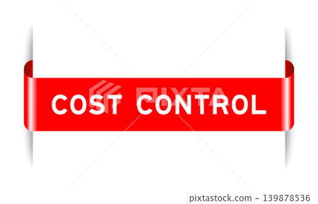 Red color inserted label banner with word cost control on white background Red color inserted label banner with word cost control on white background 139878536