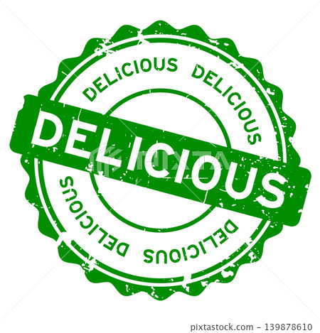 Grunge green delicious word round seal stamp on white background Grunge green delicious word round seal stamp on white background 139878610