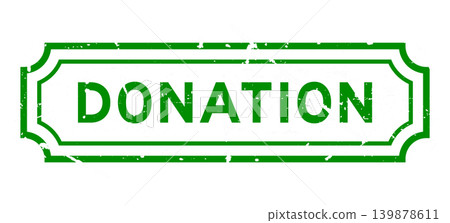 Grunge green donation word rubber seal stamp on white background 139878611