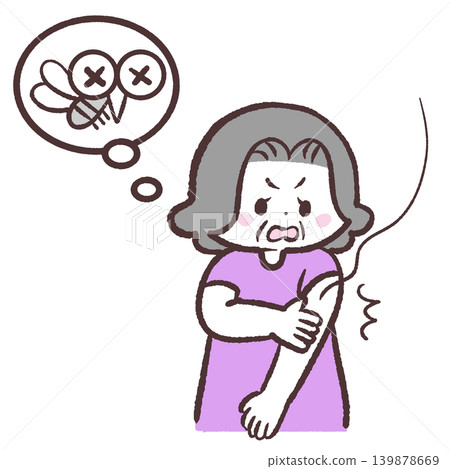 插圖:一位老婦人拍打蚊子 插圖:一位老婦人拍打蚊子 139878669