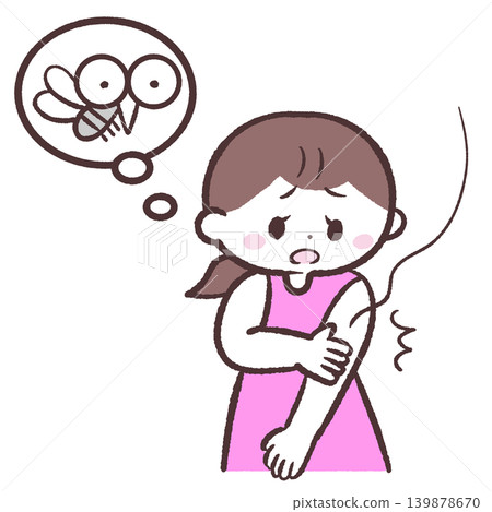 插圖:一名女子拍打蚊子 插圖:一名女子拍打蚊子 139878670