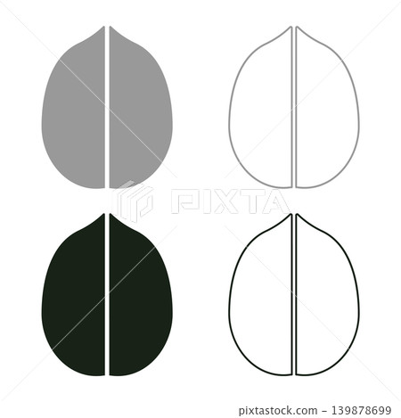 Walnut set icon grey black color vector illustration image solid fill outline contour line thin flat style 139878699