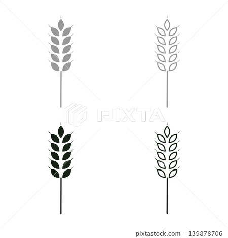 Wheat ear set icon grey black color vector illustration image solid fill outline contour line thin flat style Wheat ear set icon grey black color vector illustration image solid fill outline contour line thin flat style 139878706