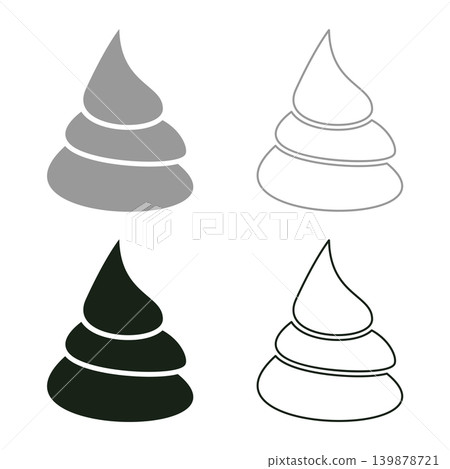 Cream swirl custard whipped set icon grey black color vector illustration image solid fill outline contour line thin flat style Cream swirl custard whipped set icon grey black color vector illustration image solid fill outline contour line thin flat style 139878721